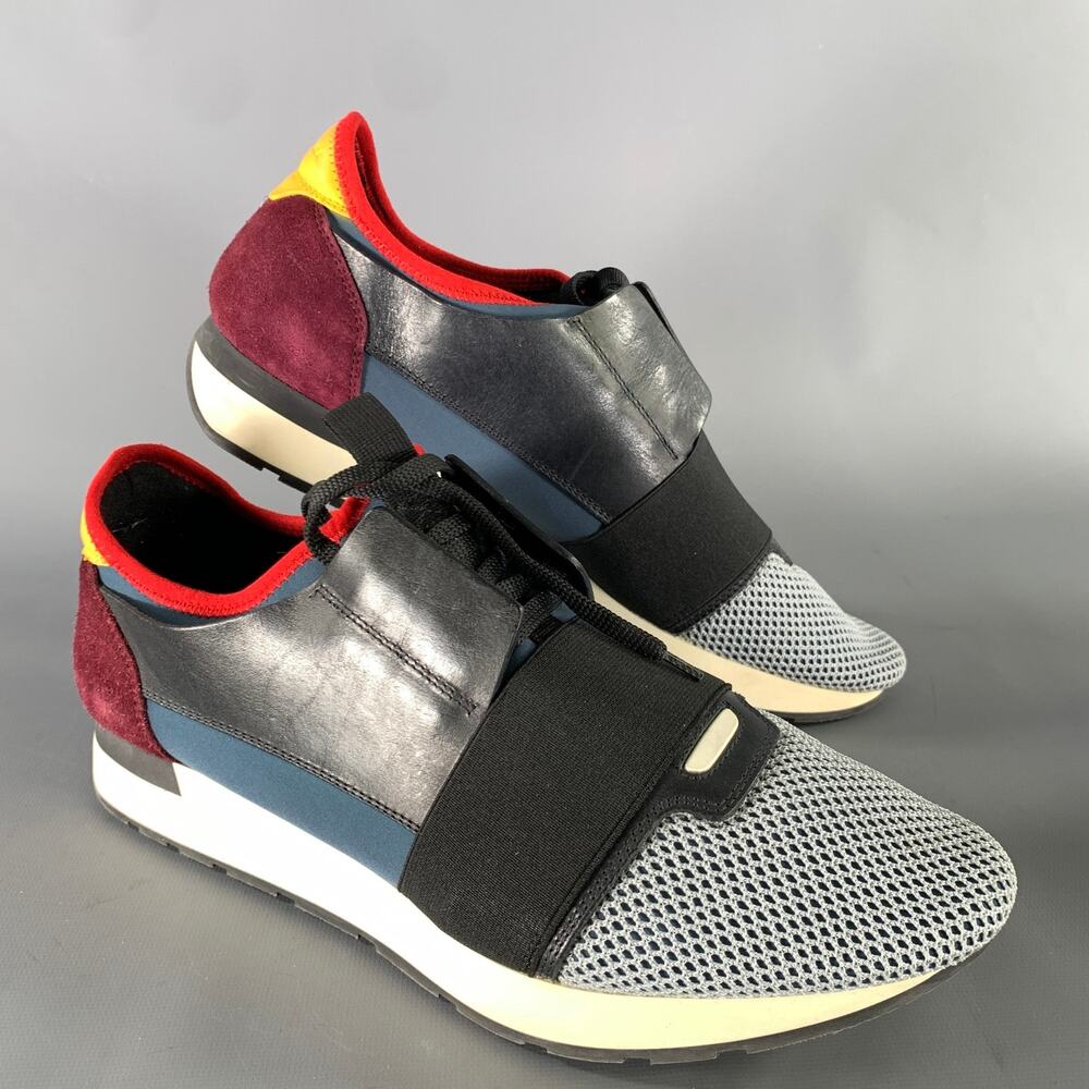BALENCIAGA Size 10 Black Multi-Color Mixed Patterns Mixed Fabrics Sneakers